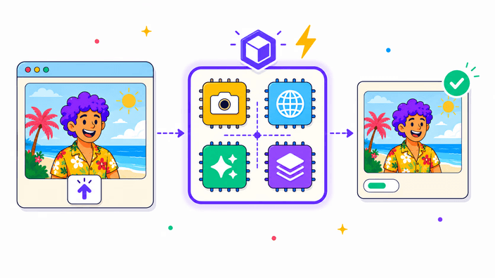 How it works: live preview client-side, final encode server-side