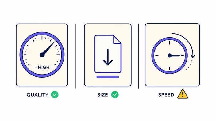 Quality, file size, and encoding speed